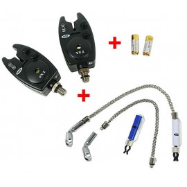 NGT 2x Hlásič Bite Alarm VX2 + 2x Řetízkový Swinger + 2x baterky ZDARMA!!!|FBA-SET-VX2