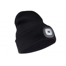 Pletená čepice s odjímatelným LED světlem, černá