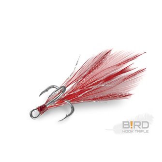 Delphin B!RD Hook TRIPLE / 3ks-červená pírka 8