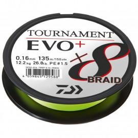 DAIWA - Tournament 8 Braid evo+ 8x braid 0,16mm/12,2kg/135m Chartreuse
